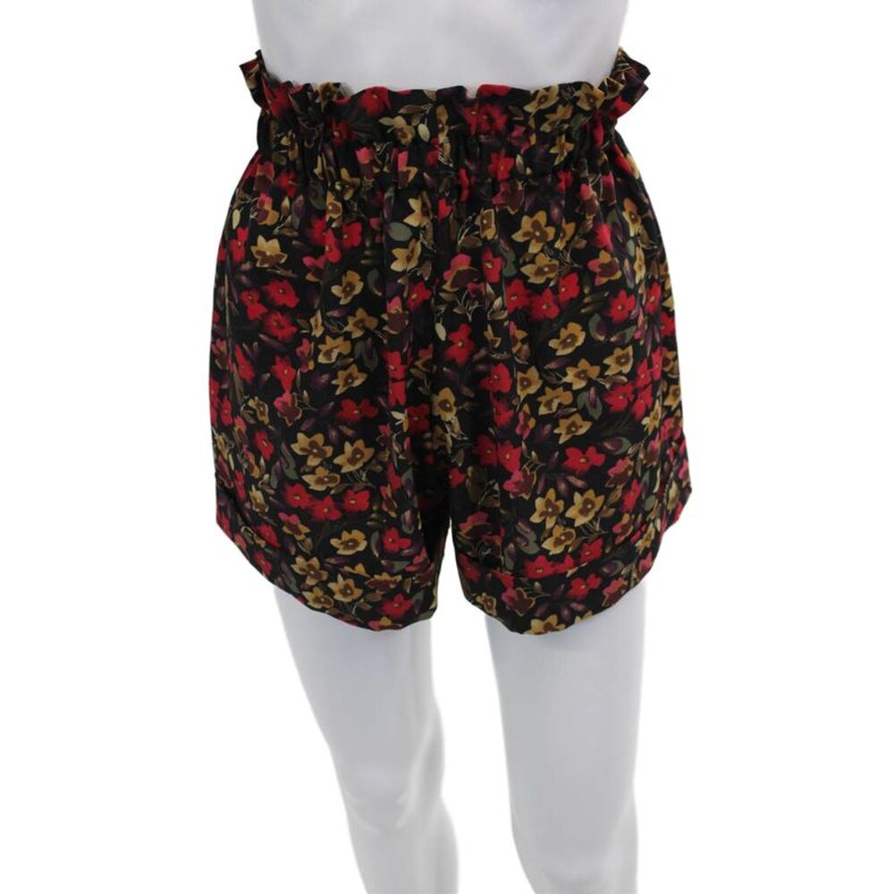 Muze Unisex Black Floral Polyester Blend Shorts Size S